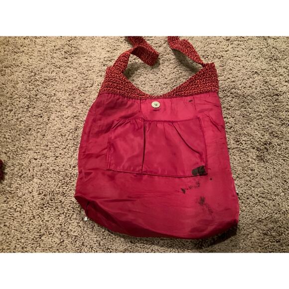 The Sak Crochet Stripe Shoulder Bag Red Blue Boho Hobo‎ Purse - Picture 4 of 8